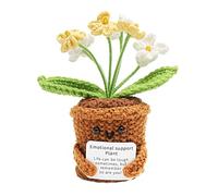 VOSSOT Flor Tejida nomeolvides Regalo, Planta Positiva Hecha a Mano con 6 Cabezas y Tarjeta, Mini Maceta Decorativa para Profesora, Amiga, Escritorio o estantería