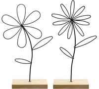 VOSSOT Juego de 2 flores de metal premium sobre base de madera, decoración de flores, anillo de metal, flores decorativas de metal para colocar y regalar