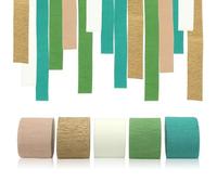 VOSSOT Papel Crepé Verde Decoración Fiesta, 5 Rollos 4,5cm x 25m Tiras de Papel Crepé Colores Serpentinas Dorado para Decoraciones Boda, Cumpleaños, Baby Shower y Proyectos DIY