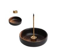 VOSSOT Porta Incienso Porta inciensos Porta Incienso cerámica Soporte Incienso incensario de cerámica, Cuenco 9 cm recogecenizas con Inserto de latón 9 Agujeros, para meditación y Yoga en casa