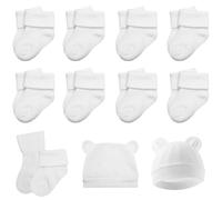 VOSSOT Set de 8 Piezas de Calcetines, con un Gorrito para Bebés, Primeros Pasos, Calcetines Bebé Sneaker, Set Recién Nacido, Ropa de Bebé para Niños(0-6 Meses)