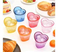 VOSSOT Vasos de Chupito de Vidrio Rosa, Corazón, 6 Unidades, 30 ml, Reutilizable