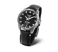 Vostok Europe 125A747 Rocket N1 - Reloj automático para hombre (acero inoxidable, correa de piel y base de visión)