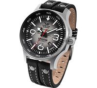 Vostok Europe YN55 Expedition Nordpol 1 - Reloj para Hombre, con Remaches múltiples, Correa de Piel, Fecha automática, Gris/Negro, Correa, Gris y Negro, Correa