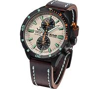 VOSTOK Europe Reloj cronógrafo para Hombre con Movimiento de Cuarzo japonés con Correa de Cuero 6S11-320C677, marrón, Correa