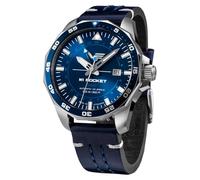 Vostok Europe Reloj de hombre con correa de cuero vintage N1 Rocket automático 20 ATM SII NH34 GMT, 225a712 - Azul/Azul, Correa