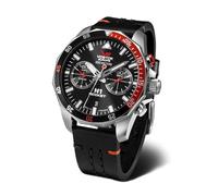 Vostok Europe Reloj de hombre con correa de piel N1 Rocket Cronógrafo Miyota 6S21 20 ATM fecha, negro / negro, Correa