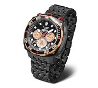 Vostok Europe Reloj de hombre SySTEM Periodicum Oxygen cronógrafo con correa de metal 650A722-B, Black Black Steel Band, Pulsera