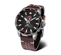 Vostok Europe Reloj de hombre con correa de piel N1 Rocket automático 20 ATM SII NH35A fecha, 225a709 - Negro/Marrón, Correa