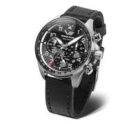 Vostok Europe Space Race - Reloj cronógrafo para hombre, 46 mm de diámetro, 20 ATM, fecha, en diferentes variantes, Plata Negro Correa de Cuero, Correa