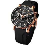 VOSTOK Europe Undine - Reloj de Pulsera para Mujer con 2 Bandas de Repuesto, cronógrafo, Fecha, 20 ATM, Negro, Correa