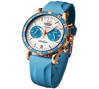 Vostok Europe Undine - Reloj de Pulsera para Mujer con 2 Bandas de Repuesto, cronógrafo, Fecha, 20 ATM, Rose Silver Blue, Correa