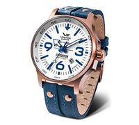 Vostok Europe YN55 Expedition - Reloj de Pulsera para Hombre con Varios Remaches, Correa de Piel, Fecha automática, Azul, Correa