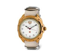 Vostok Komandirskie 219322 Red Star - Reloj de pulsera mecánico de cuerda manual | Correa beige B®, 219322 beige, Militar