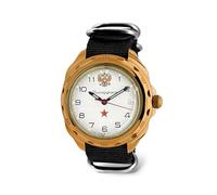Vostok Komandirskie 219322 Red Star - Reloj de pulsera mecánico de cuerda manual | Correa negra B®, 219322 negro, Militar