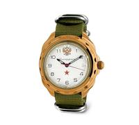 Vostok Komandirskie 219322 Red Star - Reloj de pulsera mecánico de cuerda manual | Correa verde B®, 219322 verde, Militar