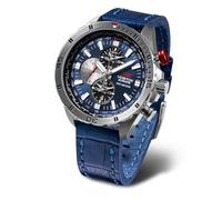 VOSTOK Europe Almaz Space Station - Reloj cronógrafo para Hombre con Correa de Piel, Plateado y Beige, Correa