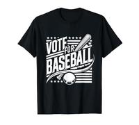 Vota por el béisbol - Jugador de béisbol Divertido Camiseta gráfica económica, Hombre, Negro, S