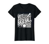 Vota por el béisbol - Jugador de béisbol Divertido Camiseta gráfica económica, Mujer, Negro, XL