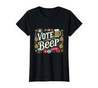 Vote por la Cerveza - Funny US Election Political Camiseta gráfica económica, Mujer, Negro, S