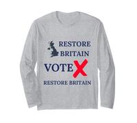 Vote Restaurar Britain UK Patriots Orgullo BRITÁNICO GB Orgullo Manga Larga