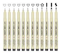 Votgutvo 12 Pcs Rotuladores de Punta Fina, Rotuladores Fineliner, Negro Bolígrafos de Dibujo Fineliner, con 12 Puntas Surtidas(0,2 mm - 3.0 mm), para Bocetos Artísticos, Dibujo Técnico, Ilustración