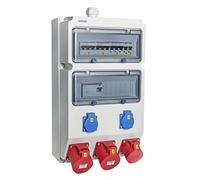 VOTHA® Distribuidor de pared con cable "WUPPERTAL" con interruptor FI, 230 V ~ 2, CEE 16 A, 400 V ~ 1, CEE 32 A, 400 V ~ 2, CEE 63 A, 400 V ~ sin