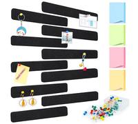 Votoko 10 Tiras de Tablero de Corcho de Fieltro,Tiras Autoadhesivas para Tablón de Anuncios 33 x 5 cm, con 50 Chinchetas y 100 Notas Adhesivas, para Paredes de Fotos y Notas en Hogar Oficina