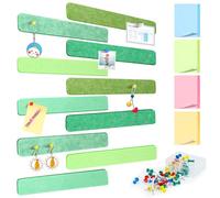 Votoko 10 Tiras de Tablero de Corcho de Fieltro,Tiras Autoadhesivas para Tablón de Anuncios 33 x 5 cm, con 50 Chinchetas y 100 Notas Adhesivas, para Paredes de Fotos y Notas en Hogar Oficina