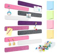 Votoko 10 Tiras de Tablero de Corcho de Fieltro,Tiras Autoadhesivas para Tablón de Anuncios 33 x 5 cm, con 50 Chinchetas y 100 Notas Adhesivas, para Paredes de Fotos y Notas en Hogar Oficina