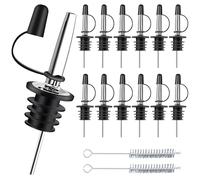 Votoko 12 piezas de dispensador de botellas, dispensador de botellas de acero inoxidable, boquilla cónica a prueba de fugas con tapas de vino de goma, con cepillo de 10 cm, para la mayoría de las