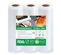 Votoko 3 Rollos Envasadora al Vacio, 20x600cm Bolsas Envasar al Vacio Alimentos, BPA Free, Bolsas para Envasar al Vacio Alimentos Bolsas Vacio Alimentos