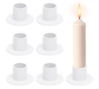 Votoko 6 portavelas de varilla, blanco mate, retro, candelabro de metal, portavelas cónicas, para boda, Navidad, fiesta, comedor, abrigo, decoración de salón y dormitorio