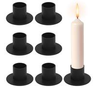 Votoko 6 portavelas para velas de varilla, negro mate, portavelas de metal, soporte para velas de hierro vintage, portavelas puntiagudas para bodas, Navidad, fiestas, mesas de comedor, abrigos y