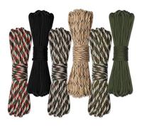 Votoko 6 unidades de 33 ft/10 m Paracord de 4 mm, 7 núcleos de nailon, cuerda de nailon que soporta hasta 250 kg/550 kg, ideal para supervivencia al aire libre, camping, manualidades, pulsera, correa