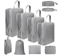 Votoko 8 Piezas Organizador Maleta Set, Compression Packing Cubes, Impermeable Bolsas Organizadoras Viaje, Ultraligero Extensible Organizador de Equipaje para Maletas y Mochila, Gris