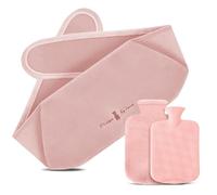 Votoko Bolsa de Agua Caliente 3 In 1, Botella de Agua Caliente de Goma con Suave Felpa Funda, 1.2 L Bolsa de Calorpara Cuello Hombros Espalda Piernas Calor o Alivio del Dolor, Adultos y Niños(Rosa)