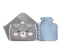 Votoko Botellas de Agua Caliente 3 In 1, Bolsa de Agua Caliente de Goma con Cubierta de Cintura Suave, 1L Bolsa de Calorpara de Goma para Cuello y Hombro, Espalda, Piernas, Cintura Cálida(Sonriente)