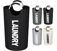 Votoko Cesta Plegable para La Colada 82 L, con Asa, Impermeable, Bolsa de LavanderíA, Cesta Grande de Tela Oxford, PortáTil, Cesta de Almacenamiento para Dormitorio, SalóN, Color Negro