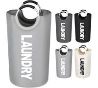 Votoko Cesta Plegable para La Colada 82 L, con Asa, Impermeable, Bolsa de LavanderíA, Cesta Grande de Tela Oxford, PortáTil, Cesta de Almacenamiento para Dormitorio, SalóN, Gris Claro