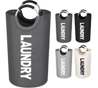 Votoko Cesta Plegable para La Colada 82 L, con Asa, Impermeable, Bolsa de LavanderíA, Cesta Grande de Tela Oxford, PortáTil, Cesta de Almacenamiento para Dormitorio, SalóN, Gris