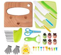 Votoko Cuchillo Niños, Juego de Cocina para Niños, Utensilios Cocina Montessori que no Cortadedos, Cuchillos niños aprendizaje los 2 años para Cortar y Cocinar Frutas, Verduras o Masa (28 Piezas)