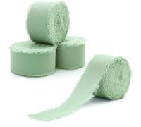 Votoko Gasa de Seda Verde Eucalipto, 4 Rollos de Cinta de Chiffon de 2,5 cm x 10 m, Cinta de Gasa para Regalos, Ideal para Invitaciones de Boda, Ramos de Novia, Envoltura de Regalos