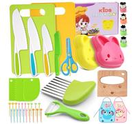 Votoko - Juego de 42 cuchillos infantiles de seguridad, cuchillos de cocina con cortadores de verduras, cuchillo de madera, tabla de cortar, juego de cocina para niños a partir de 2 años