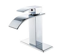 VOTON Grifo cromado de baño para fregadero de una sola manija de 1 agujero con placa de cubierta de 3 agujeros, grifo de lavabo RV