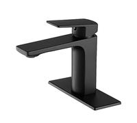 VOTON Grifo de baño negro de un solo agujero, grifo de tocador moderno, un agujero de 3 agujeros con placa de cubierta, grifo de baño para caravana
