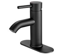 VOTON Grifo de baño negro de una sola manija, negro mate, grifo de lavabo para lavabo, grifo de baño para grifo de baño de 1 o 3 agujeros con placa de cubierta