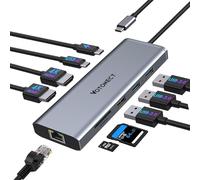 Votonect Hub USB C 8K 4K HDMI, Ethernet de 1000 Mbps, 2 puertos USB 3.0, USB 2.0, transferencia de datos USB C, carga PD y lector de tarjetas SD/TF, diseño versátil y compacto para conectividad