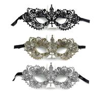 Votvlog 3 Piezas Máscaras de Encaje Mardi Gras para Hombres y Mujer, Lady of Luck Máscara Veneciana, Paquete Máscaras Venecianas Suaves para Halloween Aniversario Festival Baile de Máscaras Venecianas