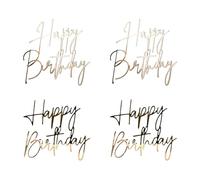 Votvlog 4 piezas Happy Birthday Decoración Pastel, Dorado Acrílico Espejo Happy Birthday Cake Topper, Topper Feliz Cumpleaños, Decoración para cumpleaños, Fiesta, 1,3 mm de grosor, 2 estilos